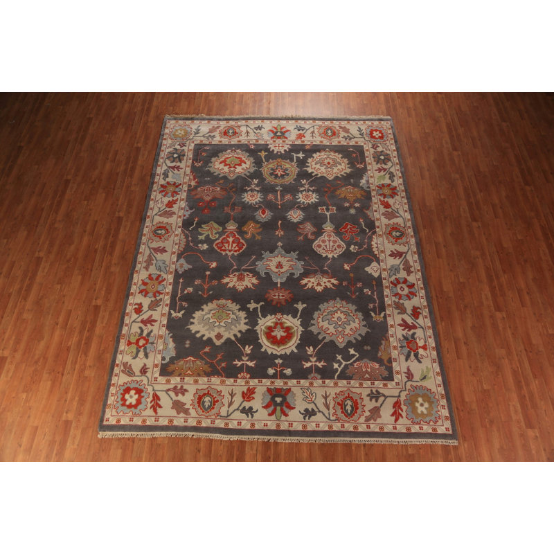 Tapis oriental fait à la main gris Oushak 9 x 12