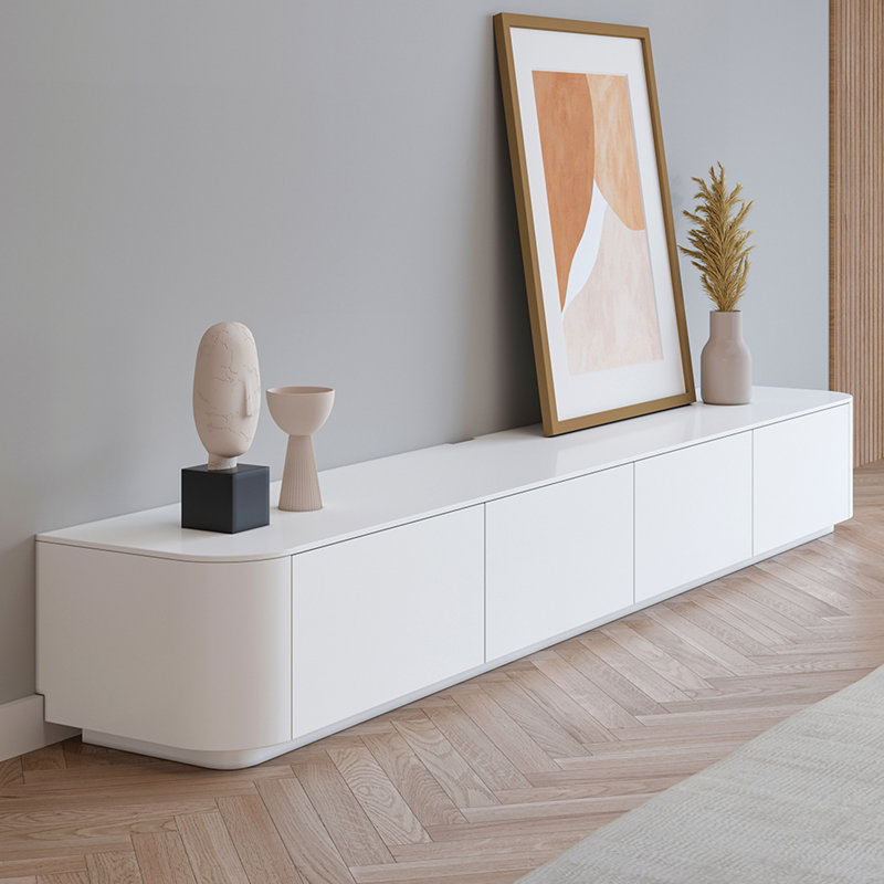 Meuble télé en bois massif de style crème