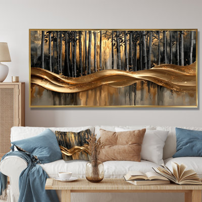 Oddny Golden Arashiyama Bamboo River III - bamboo Wall Art