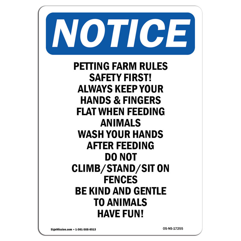 Premier signe de sécurité de Petting Farm Rules