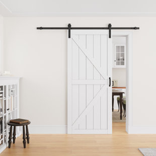84" Height Modern Sliding Barn Door | Primed Surface Paintable | Closet / Pantry Door With Barn Door Hardware Kits