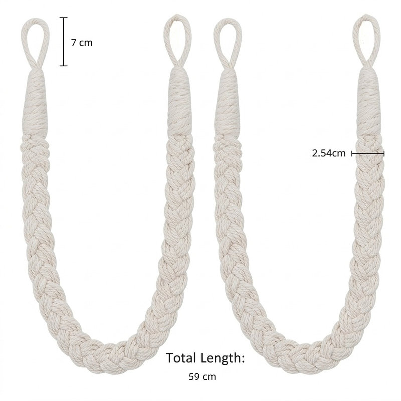 Natural Fabric Curtain Holdback/Tieback, Beige
