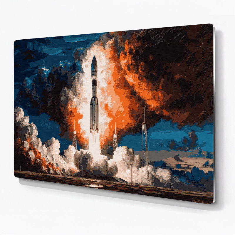 Art mural en métal gris Space SpaceX Falcon, H 16 po x l 20 po