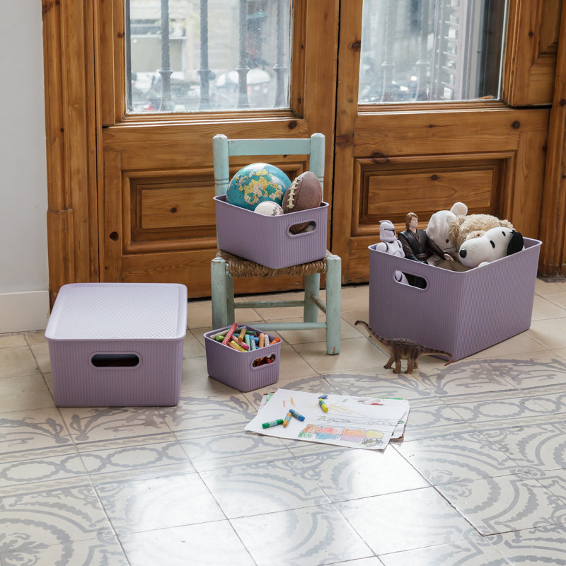 Ensemble de boîtes en plastique nervuré, 4, Lilac