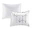 Ensemble d'édredon très grand / très grand - imprimé géométrique blanc, microfibre douce, 2 taies décoratives, oreiller argenté, doux