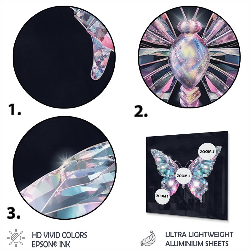 Décoration murale en métal Diamond Butterfly II - Animaux, H 29 po x l 29 po x P 1 po
