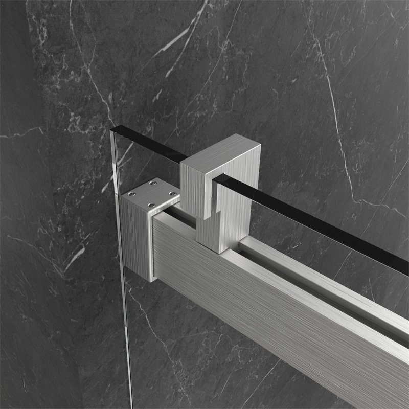 72" W x 76" H Frameless Reversible Glass Shower Door With 10 mm Tempered Glass, Brushed