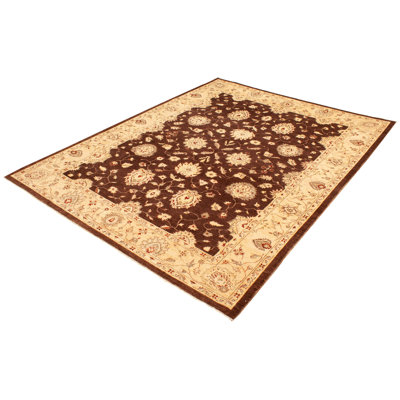 One-of-a-Kind Rectangle 8'10" X 12' New Age Wool Area Rug in Dark Brown/Red/Ivory