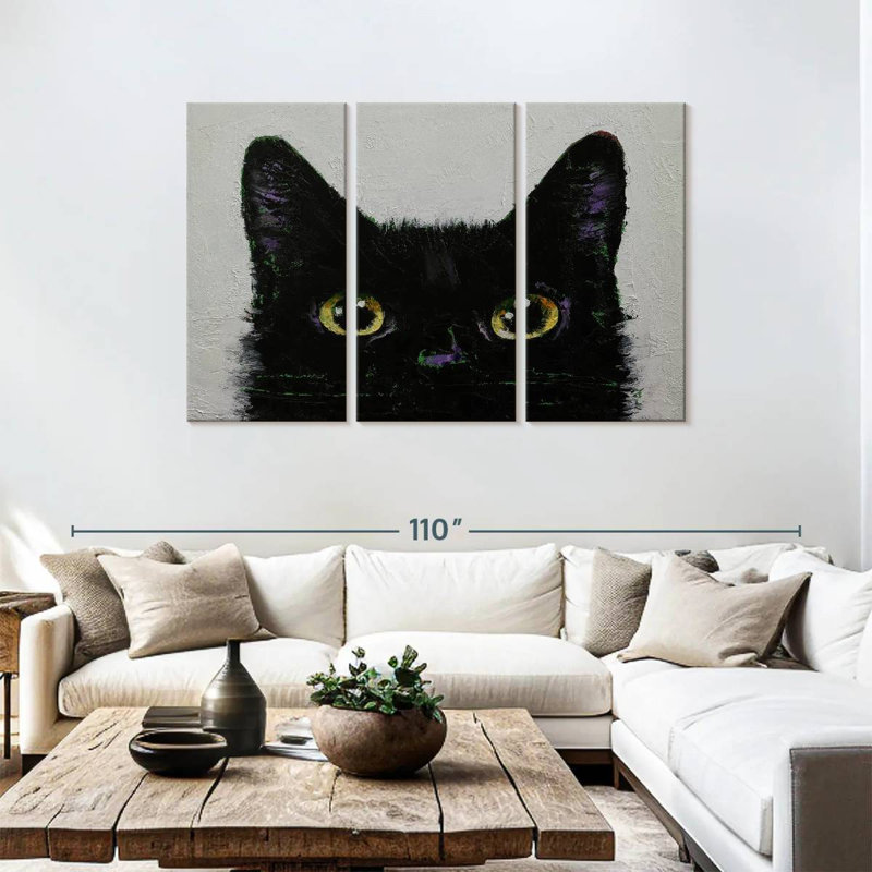 Black Cat Peeking, 48" H x 74" W