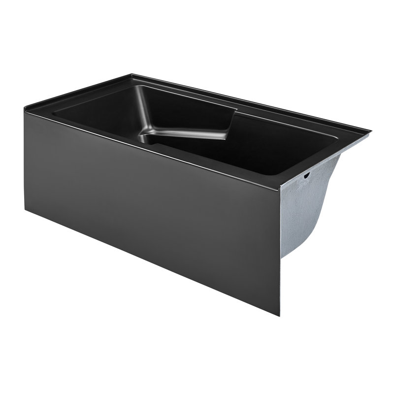 Voltaire 60" x 32" Right-Hand Drain Alcove Bathtub with Apron in Matte Black, Matte Black, Right
