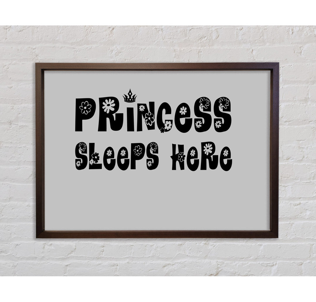 Princesss Sleeps Here Grau - Einzelner Bilderrahmen Typografie auf Leinwand