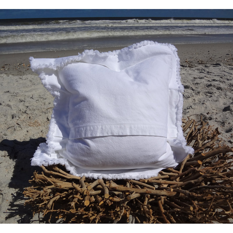 Cotton Reversible Throw Pillow, 22" H x 22" W, White
