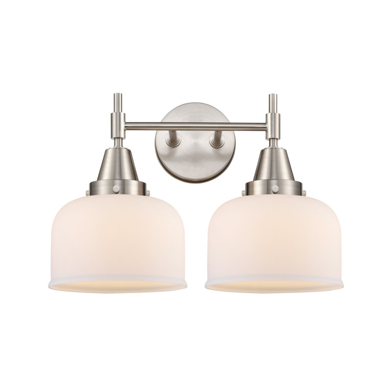 Éclairage pour meuble-lavabo 2 lumières 17 po Caden - H 5,75 po, Nickel satiné, Blanc mat, Ampoule DEL 4 watts rétro
