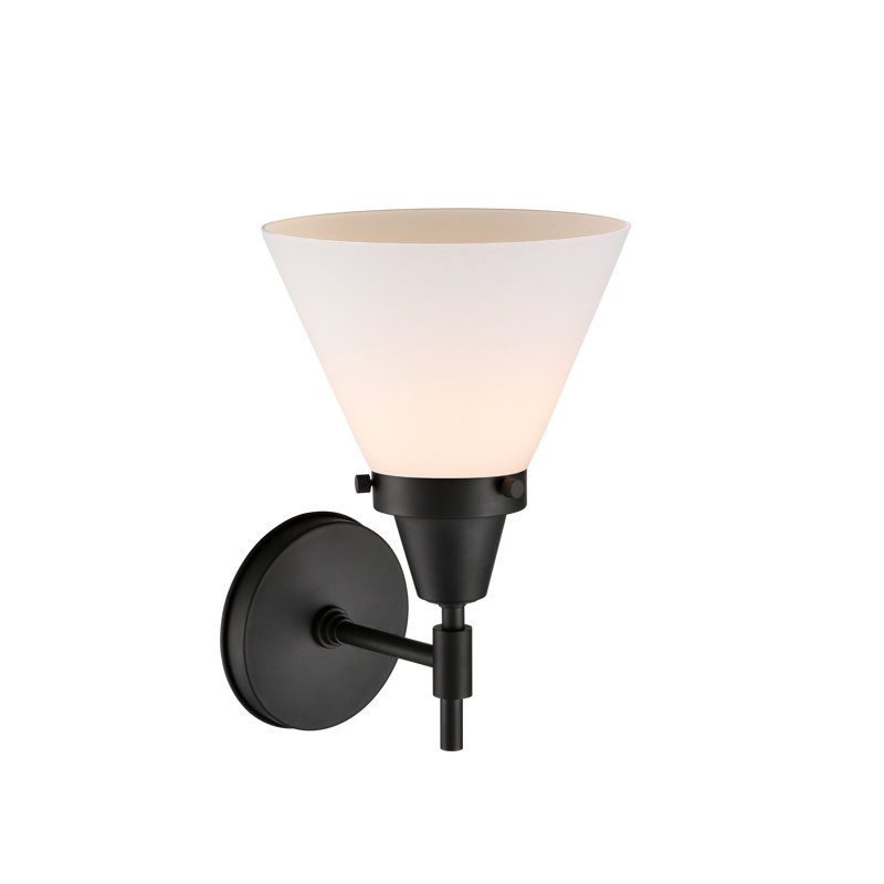 Gayle Armed Sconce, Matte Black, LED, Matte White