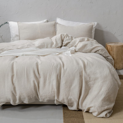 Ensemble de housse de couette 100% lin français MeadowPark, délavé à la pierre, respirant et toutes saisons, ensemble de 3 pièces, certifié OEKO-TEX