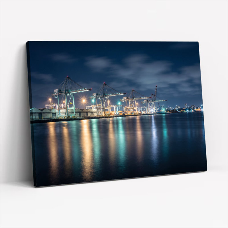Ensemble de 1 tableau sur toile Night Harbor, H 36 po x l 48 po, Wrapped Canvas
