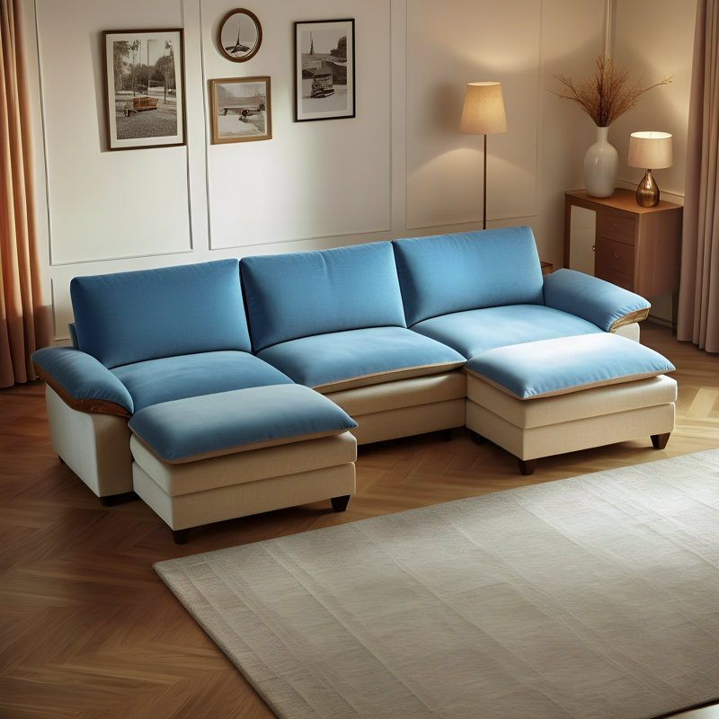 Canapé modulaire rembourré de 112,6 po 5 pièces Datura, Bleu