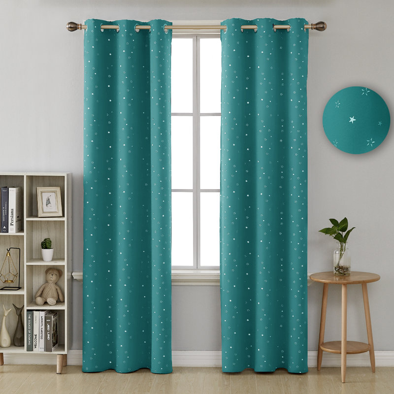 Rideaux occultant et isolant à pois Valirie, L 42 po x L 71 po, Turquoise