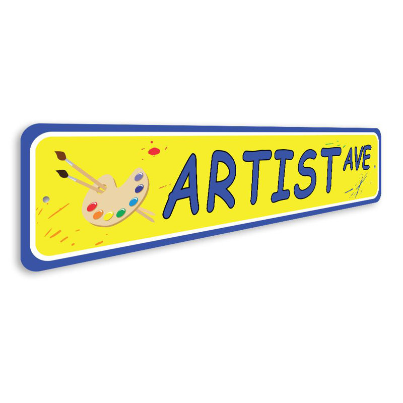 Plaque en aluminium Artist Street, H 6 po x l 24 po x P 0,06 po