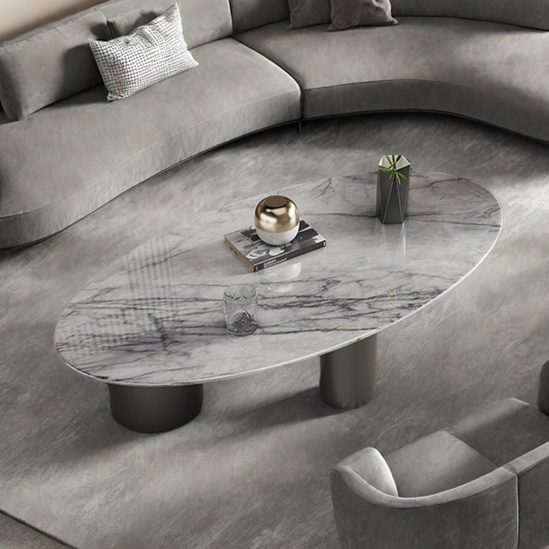 Table basse moderne en marbre ovale, H 14,6 po x L 51,2 po x l 27,6 po