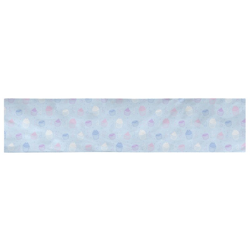 Chemin de table géométrique avicia, 72 po x 16 po, Polyester, Bleu / blanc pastel
