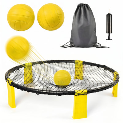 Outdoor Roundnet Game Set With Carry Bag, Portable Beach & Backyard Lawn Game For 2-4 Players, Complete Spike Ball Style Kit For Camping And Tailgating