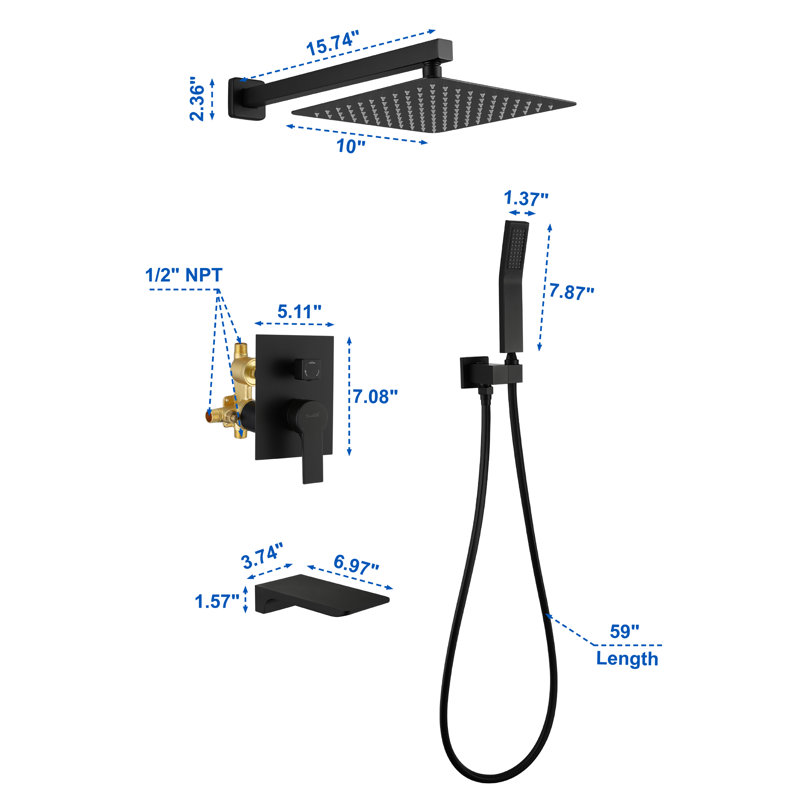 All-In-One Kit with Rough in-Valve, Black