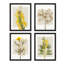 Fleurs encadrées, ensemble de 4 impressions géométriques murales carrées jaunes encadrées sur papier, impression de 4 pièces-93012716-93012714