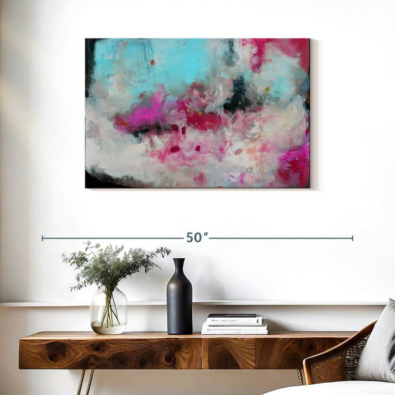 Avery - Abstraction rose et bleue I, H 24 po x l 36 po