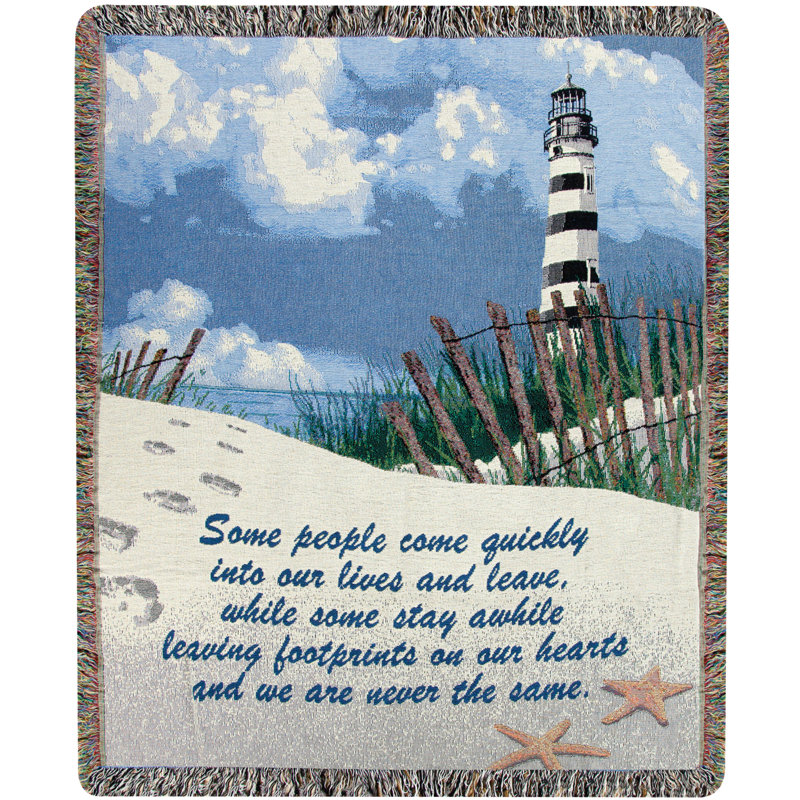 Manual Woodworkers & Weavers Footprints Tapestry Throw 50 x 60 Inch 100 Percent Cotton Woven Heirloom Quality