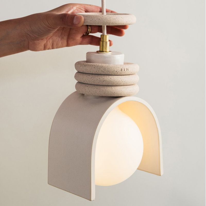 Lunar Pendant, Cream, Plug-in, No