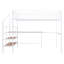 Lit mezzanine double en métal avec bureau et échelle de rangement latérale
