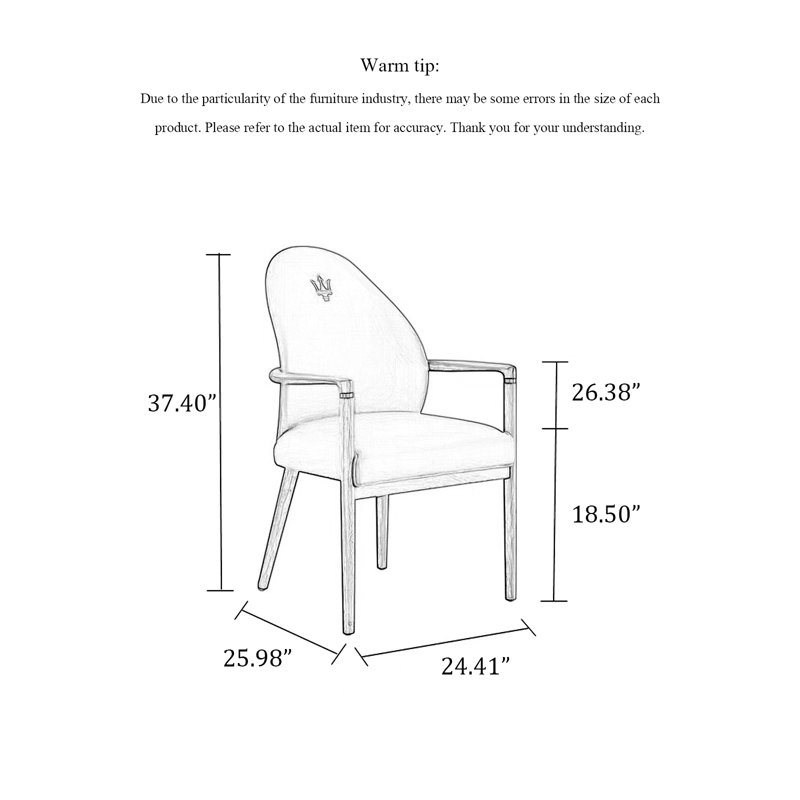 Chaise de salle à manger moderne et luxueuse en bois massif avec dossier en ébène