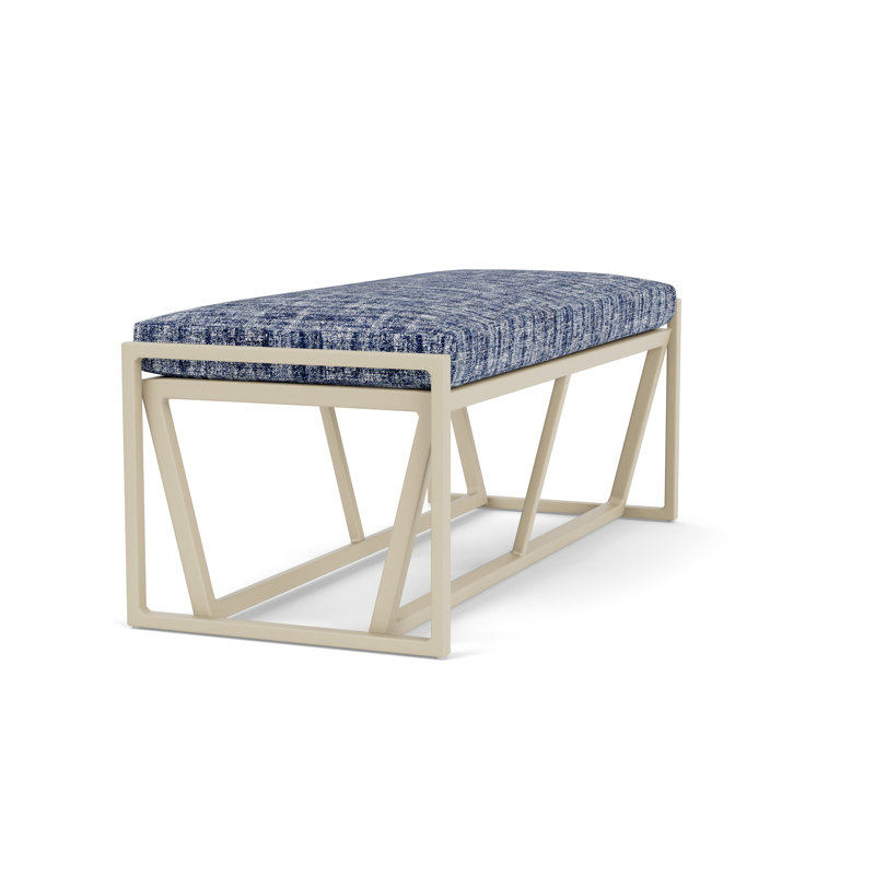 Summit Outdoor Dining Bench, Linen, Visions Cobalt