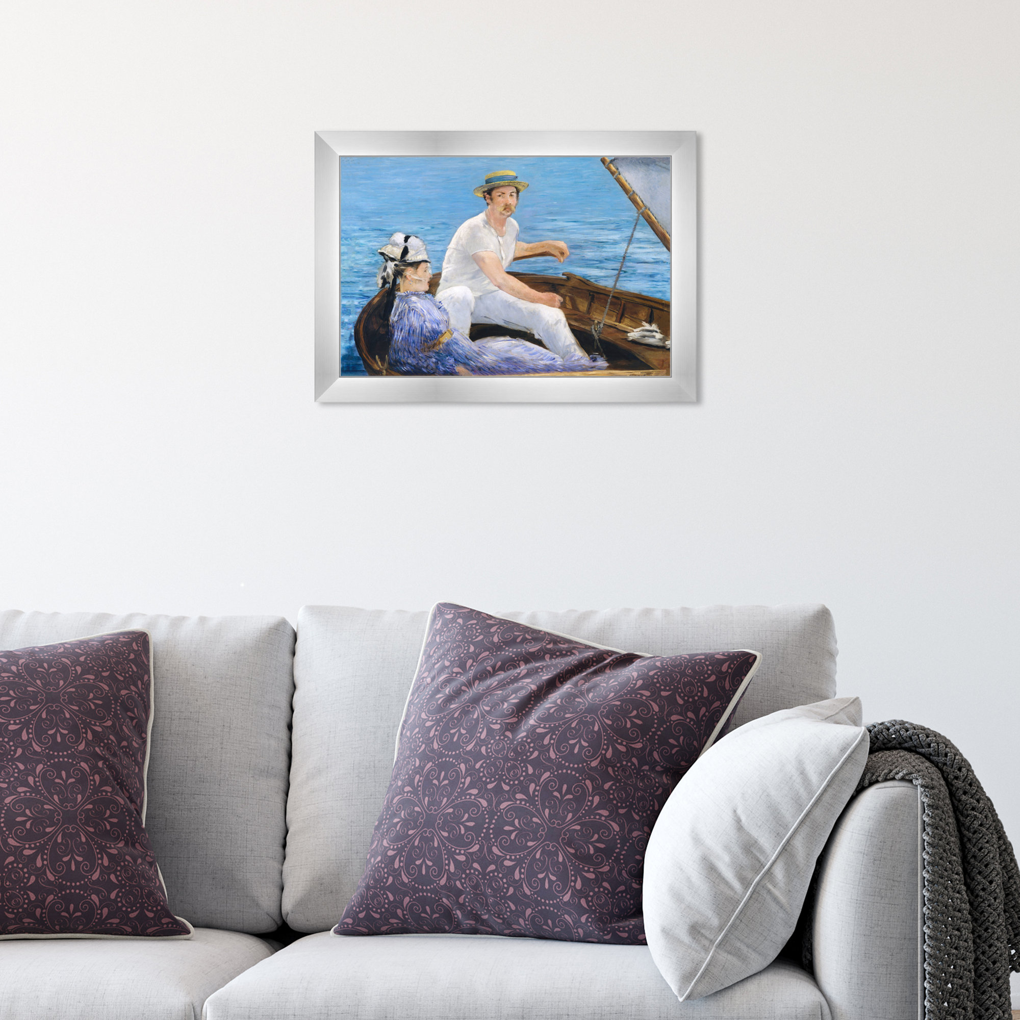 Manet - Boating 1974, 12" H x 17" W x 0.5" D, Silver