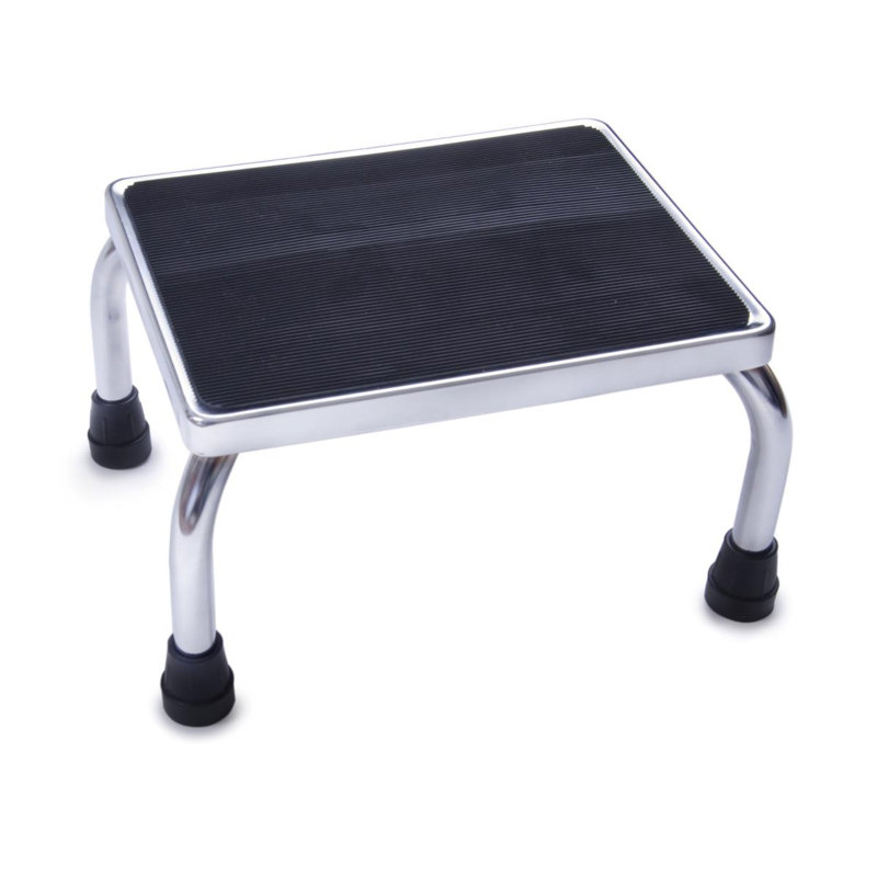 Chrome Footstool With Rubber Mat