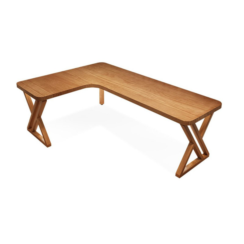 Walnut L-Shaped Solid Wood desks, 29.53" H x 78.74" W x 55.12" D, Left Hand Return