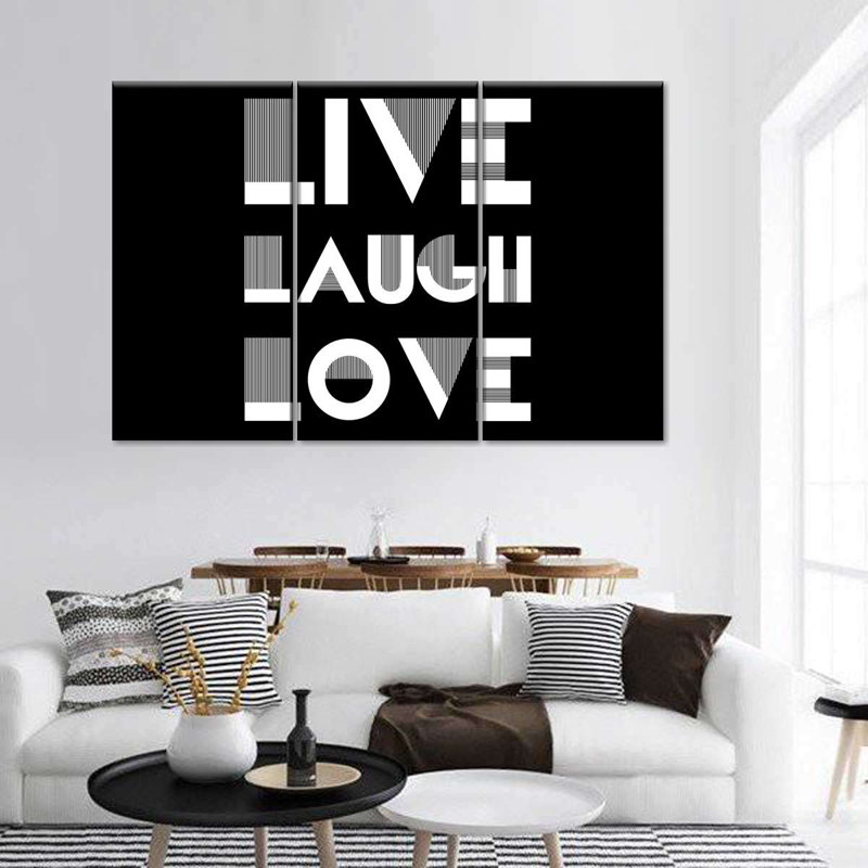 Ensemble 3 pièces Live Laugh Love Typographie II sur toile, H 32 po x l 50 po x P 1,25 po