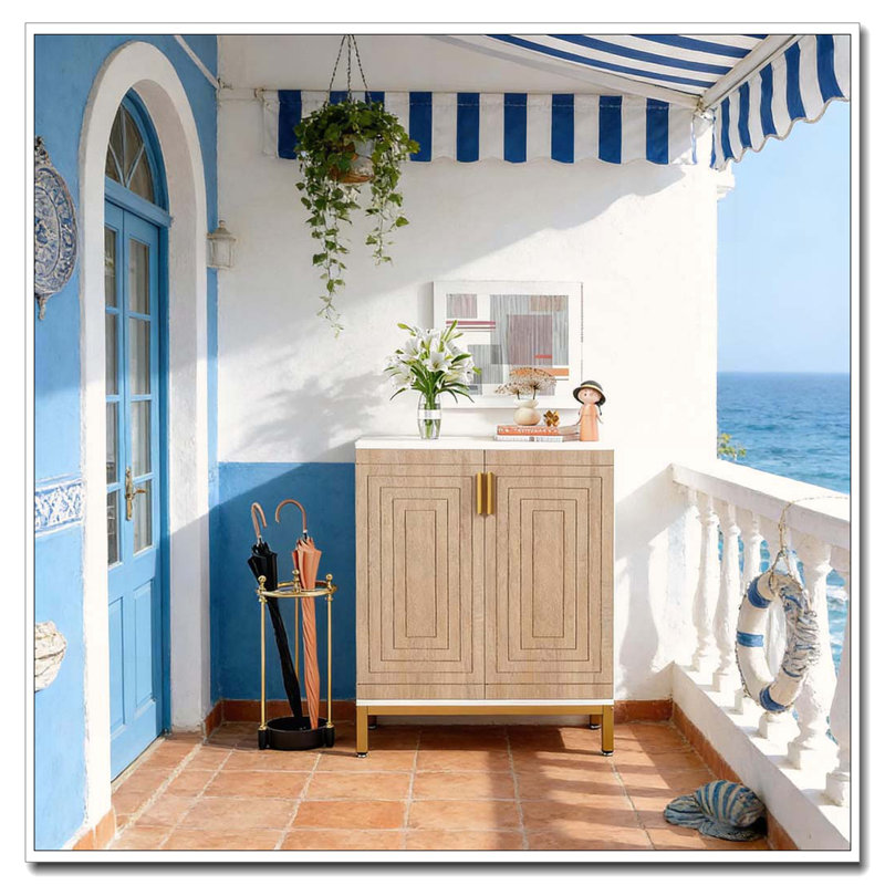 Range-chaussures pour hall d'entrée, Naturel / Blanc