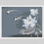 Fleurs de lotus blanches et oiseaux sur fond bleu d'inspiration asiatique, affiche rustique encadrée-104786592-104786590