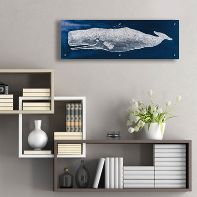  «Whale On Blue» par Wild Apple Portfolio, art mural en verre acrylique, 36 po x 12 po
