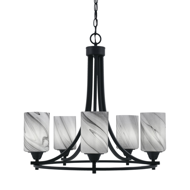 Paramount 5 Light Uplight Chandelier, Gray/Black