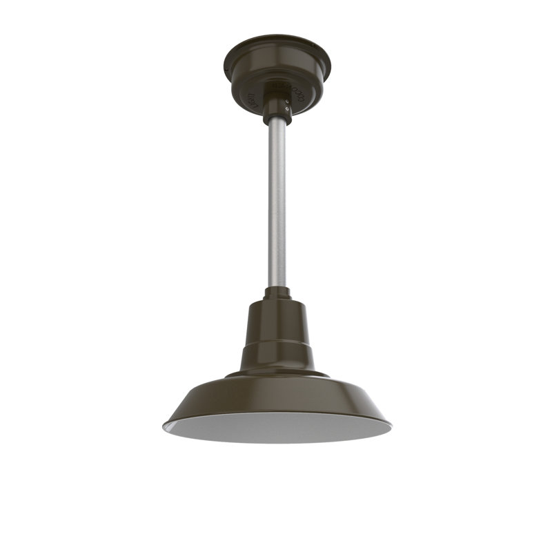 Luminaire suspendu en forme de dôme à 1 lumière DEL Haleigh, H 48 po x l 12 po x P 12 po, Bronze acajou / argent galvanisé