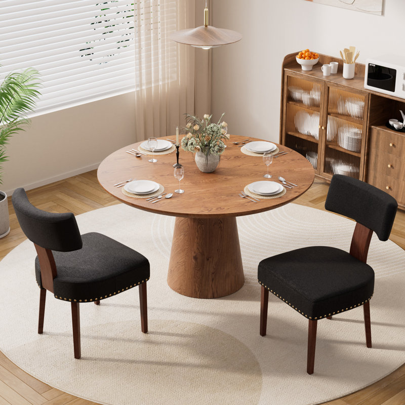 Farmhouse Dining Chairs Set of 2/4/6, Mid-Century Modern Upholstered Armless Accent Chairs, Solid Wood Legs for Dining, Kitchen,Living(Only Chairs)