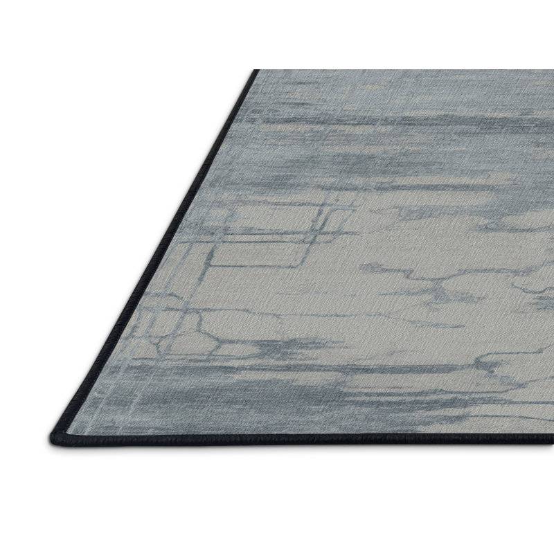 Tapis abstrait gris lavable à la machine, Rond 4 pi