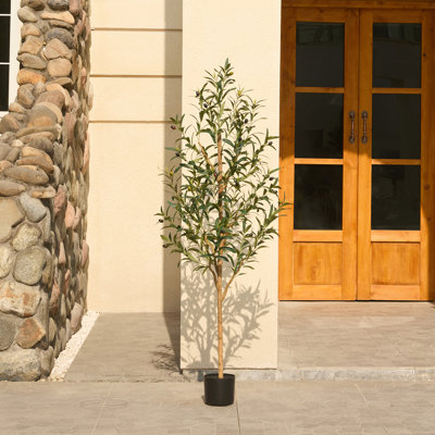 Olive artificielle Adcock avec tronc de bois véritable, plante d'olivier artificielle résistante aux rayons UV