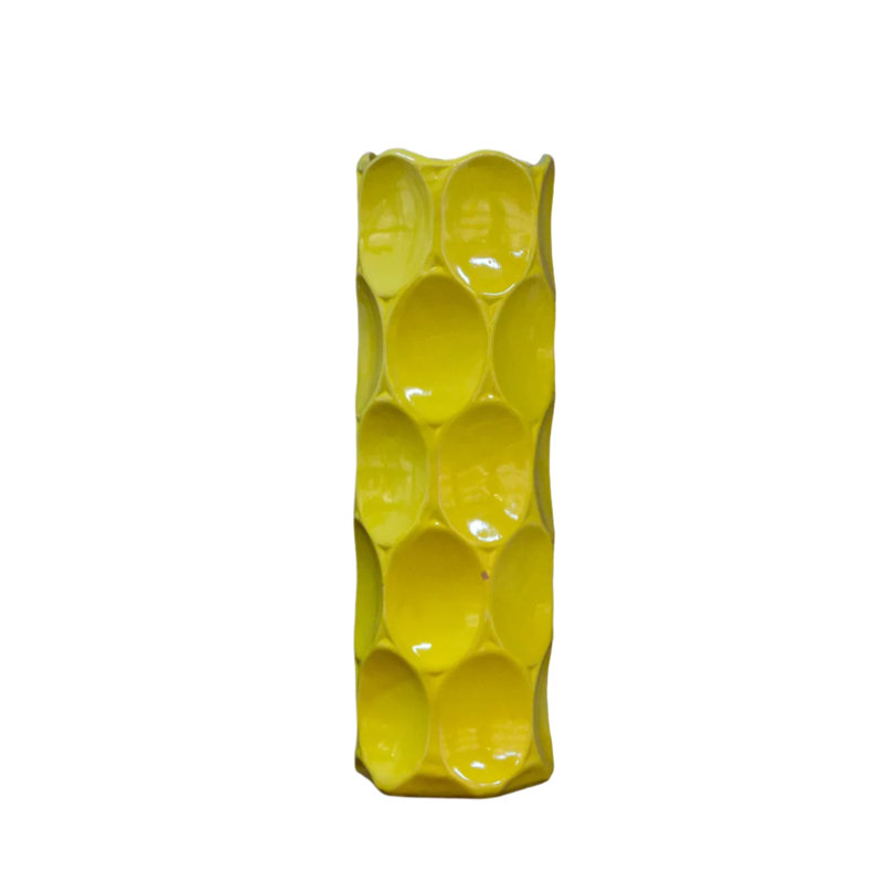 Vase de table en céramique Grier, H 17 po x l 5,5 po x P 5,5 po, Jaune
