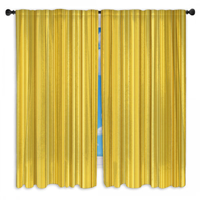 Gold Vertical Stripes Window Curtains Stripes Sheer & Room Darkening - 2 Panels