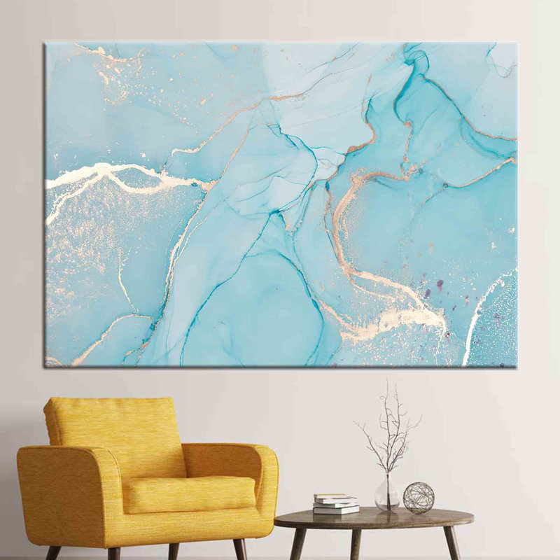 Modern Marble Art Canvas With Abstract Painting Poster for Wall Decor in Contemporary Home Design, 25 cm H x 35 cm W