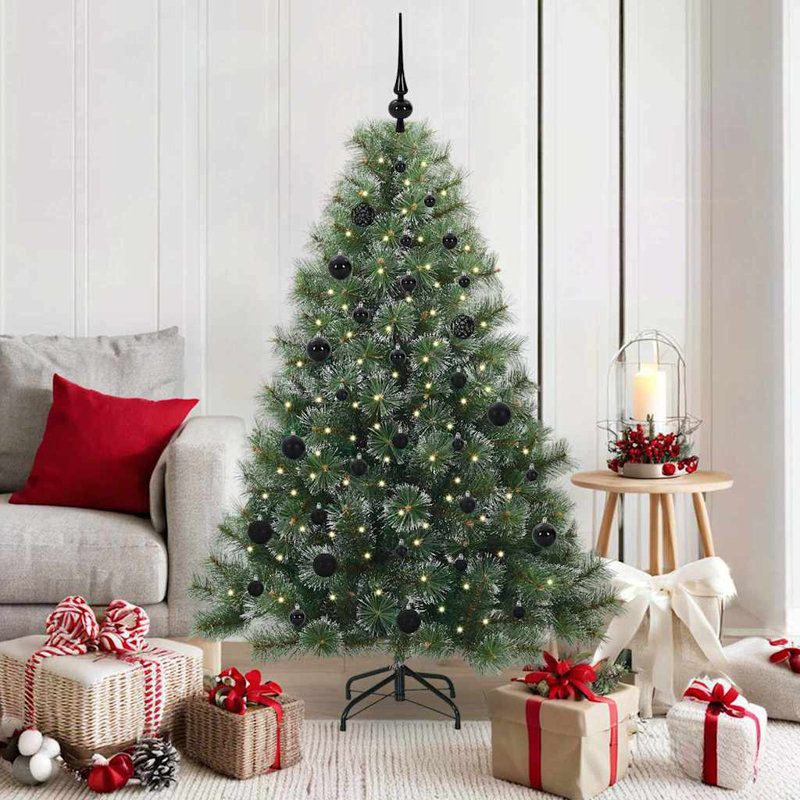  Artificial Christmas Tree with 150 LEDs Green PE and PVC, Black, 4.92' H